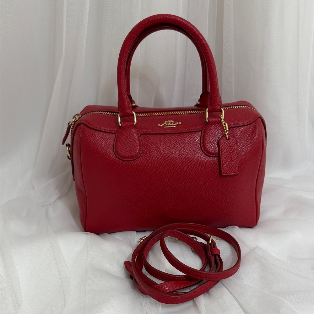 Coach Leather Satchel (Cherry red) - Picture 5 of 10